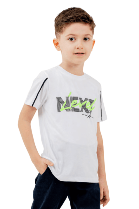 Детска тениска за момче, бял цвят