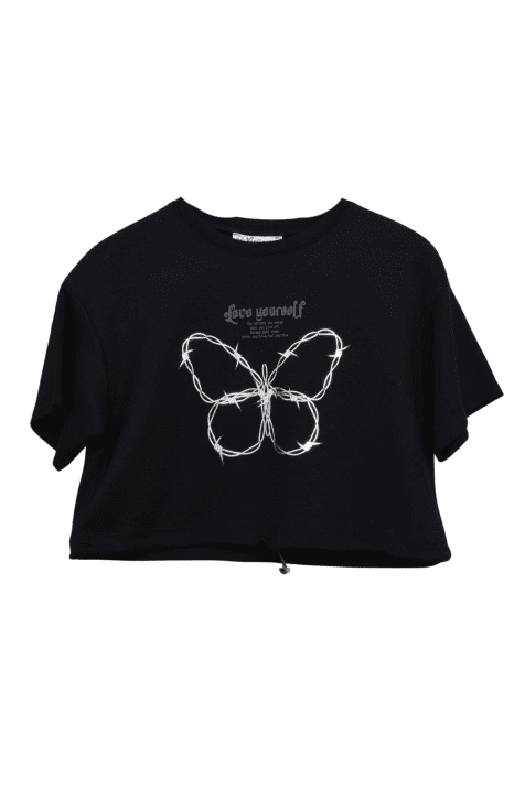 Детска тениска за момиче, черен цвят 