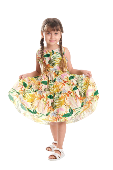 Детска рокля без ръкав, светло зелен цвят