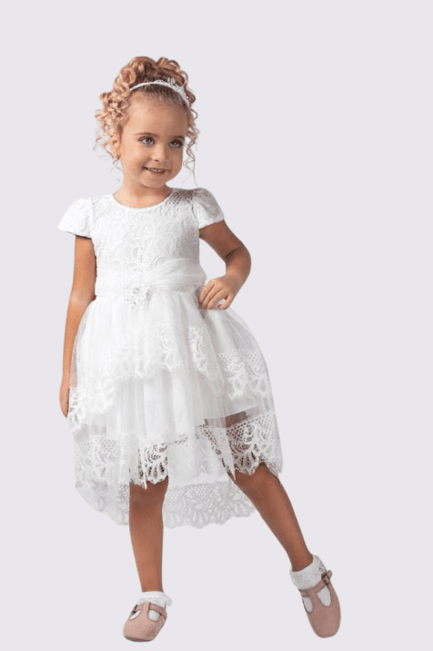 Детска официална рокля, бял цвят