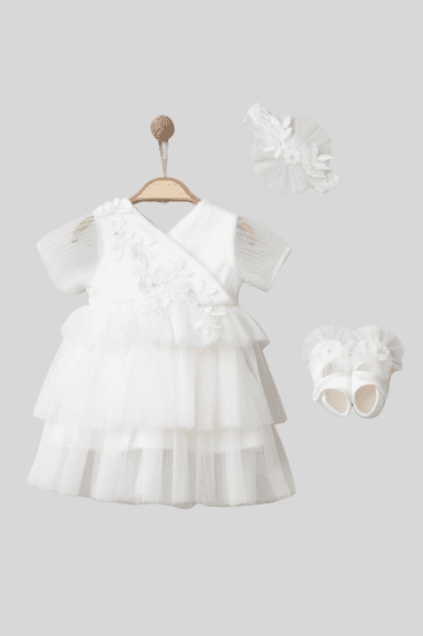 Комплект за изписване с рокля, обувки и лента за коса