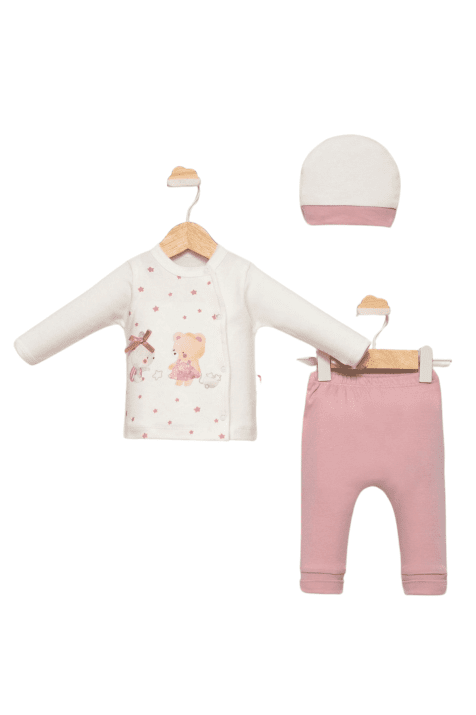 Бебешки комплект за изписване 3 части, розов цвят