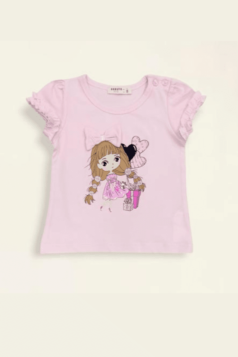 Детска тениска за момиче, розов цвят