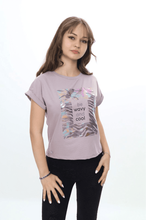 Детска тениска за момиче, лилав цвят 