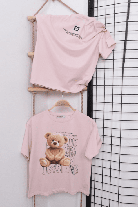 Детска тениска за момиче, розов цвят