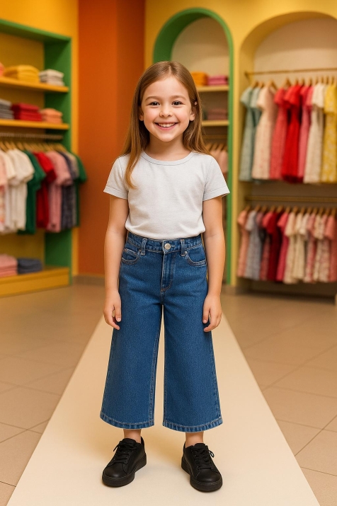 Детски дънки момиче , син цвят