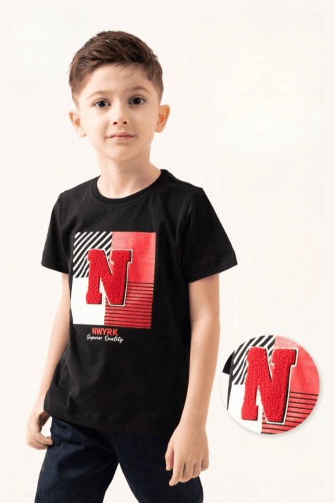 Детска тениска за момче, черен цвят