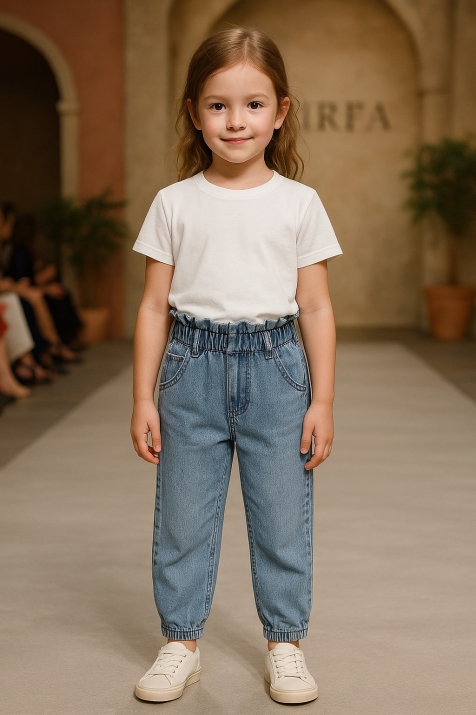 Детски дънки момиче , син цвят