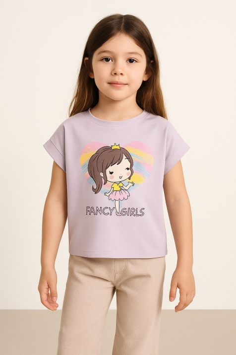 Детска тениска за момиче, бежов цвят