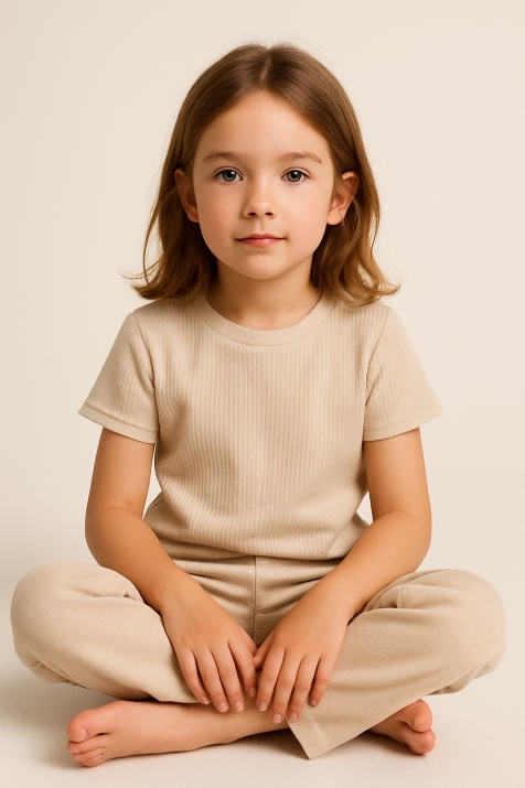 Детска тениска момиче, бежов цвят