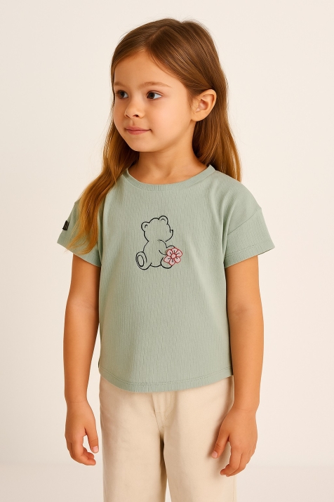 Детска тениска момиче,  зелен цвят