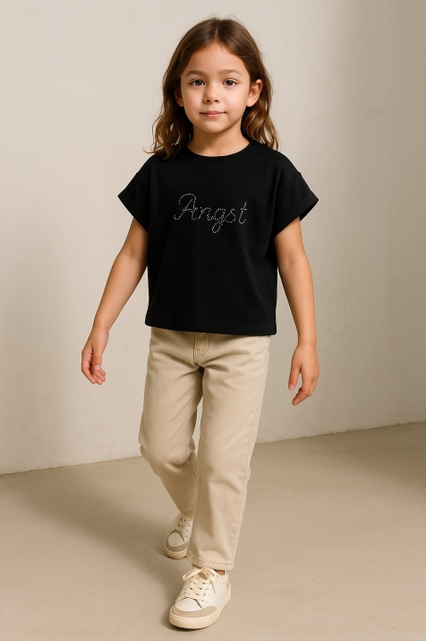 Детска тениска момиче, черен цвят