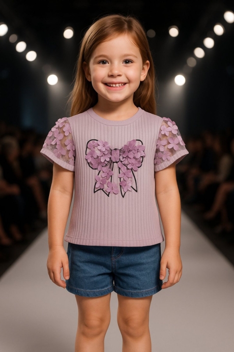 Детска тениска за момиче, лилав цвят 