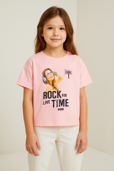 Детска тениска момиче, розов цвят