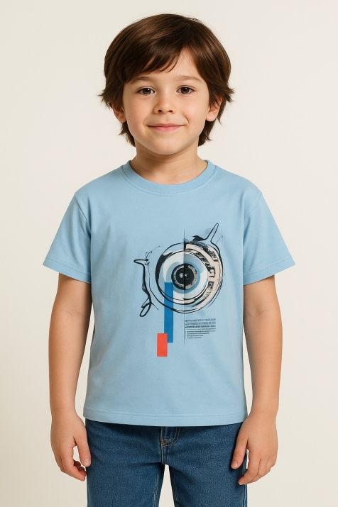 Детска тениска за момче, син цвят  