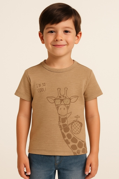  Детска тениска за момче, кафяв цвят