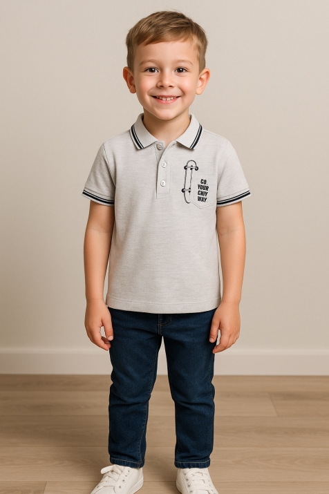 Детска тениска за момче,сив цвят