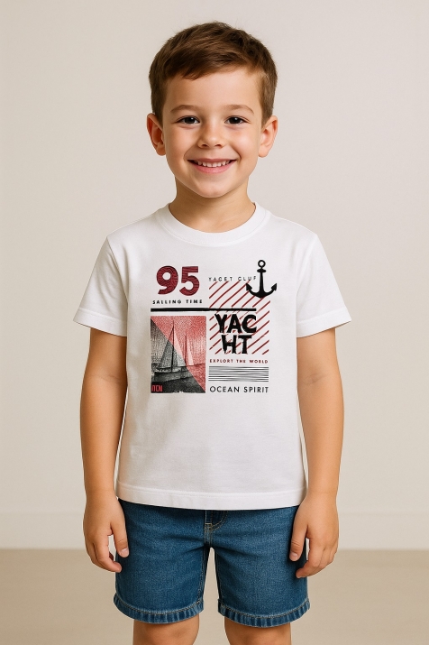 Детска тениска за момче,бял цвят