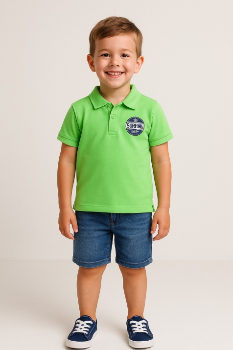 Детска тениска за момче, зелен цвят