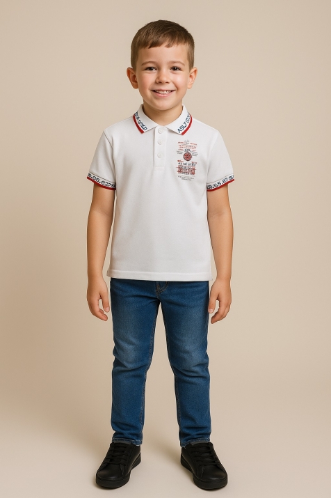 Детска тениска за момче,бял цвят