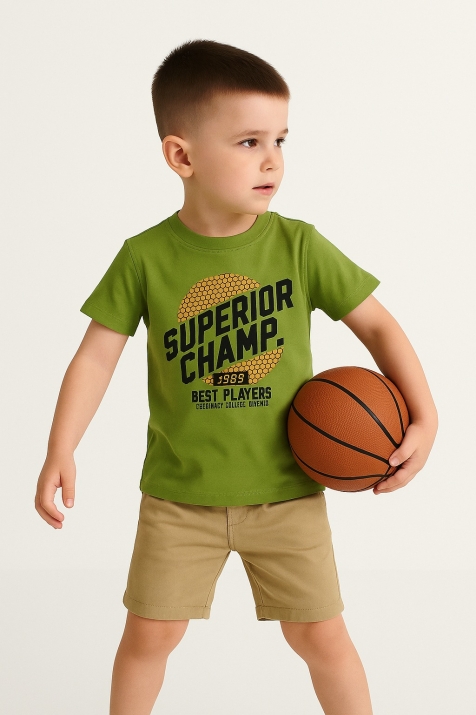 Детска тениска за момче, зелен цвят