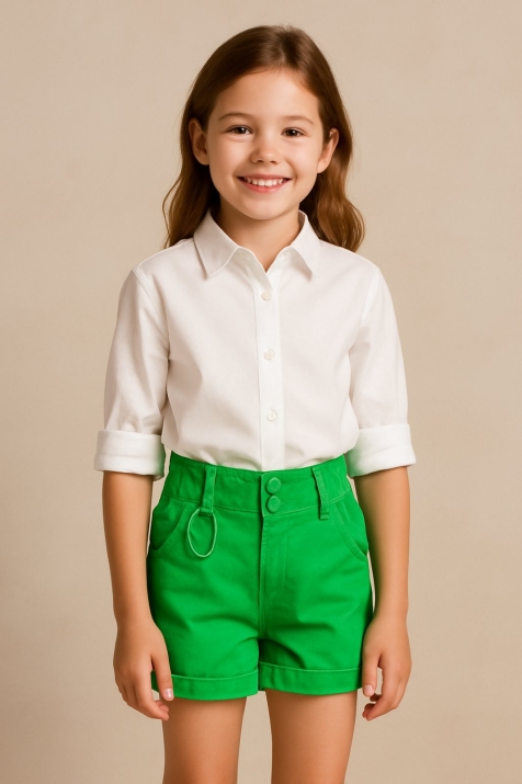 Детски къси панталонки момиче, зелен цвят