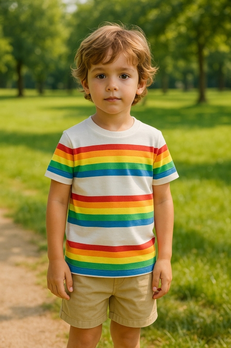 Детска тениска за момче на райе, бял цвят