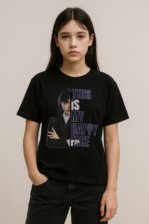 Детска тениска момиче Wednesday, черен цвят