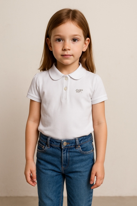 Детска тениска момиче, бял цвят