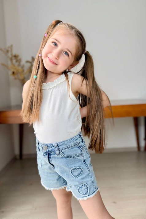 Детски къси панталонки за момиче, светло син цвят