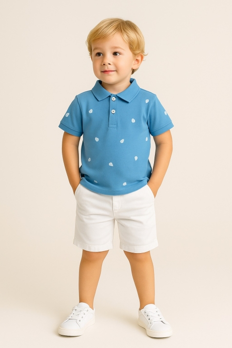 Детска тениска за момче, син цвят