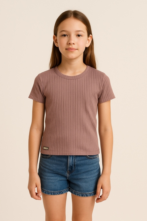 Детска тениска момиче рипс, в лилав цвят