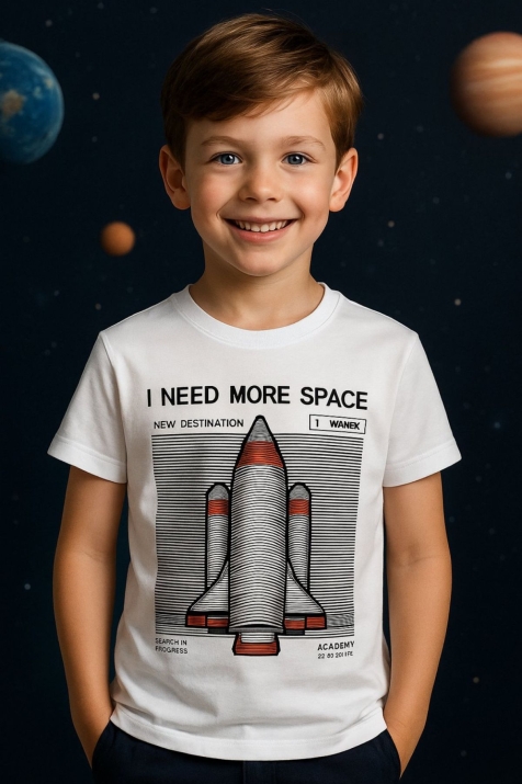 Детска тениска за момче, бял цвят