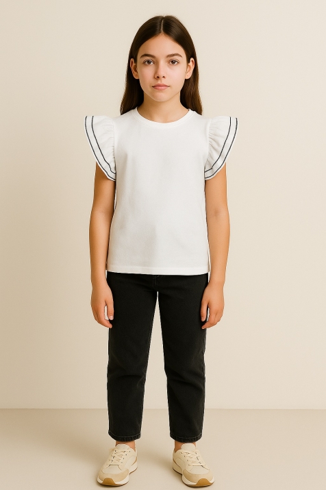 Детска тениска момиче, бял цвят