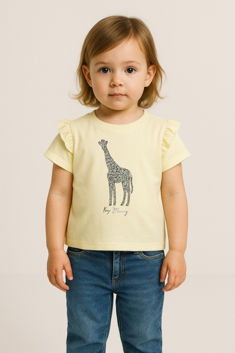Детска тениска момиче, жълт цвят 