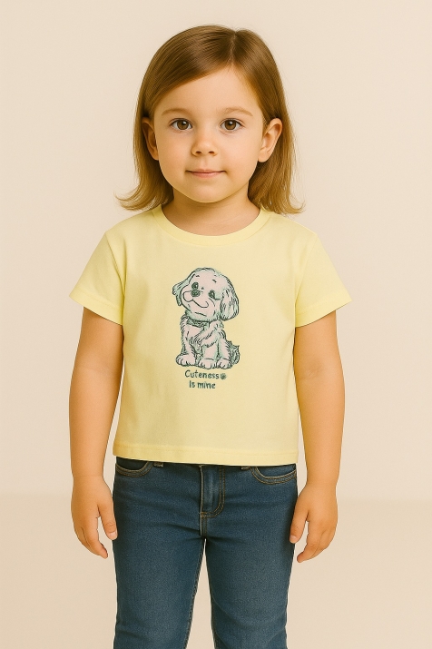 Детска тениска момиче, жълт цвят