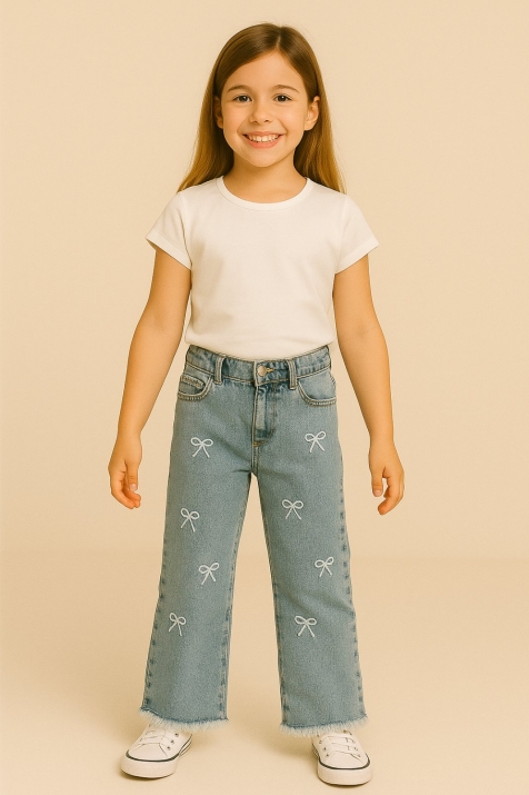 Детски дънки за момиче, светло син цвят