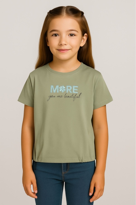 Детска тениска за момиче, зелен цвят