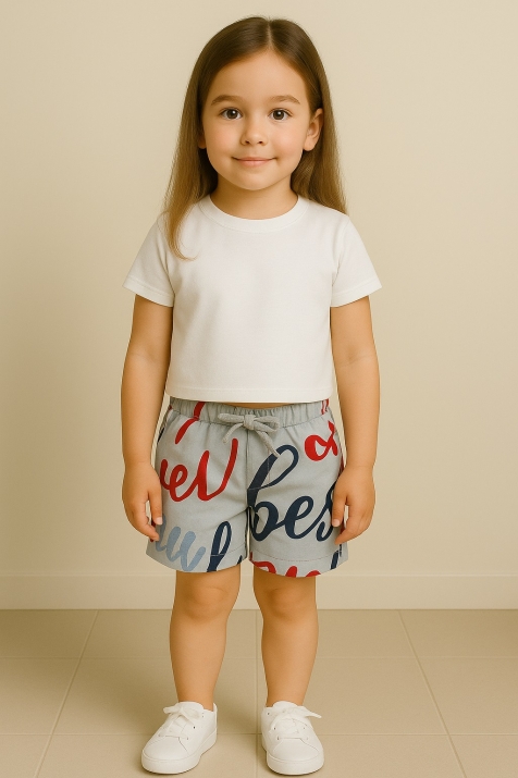 Детски къси панталонки момиче, сив цвят