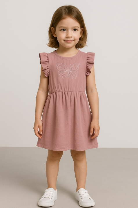 Детска рокля с къс ръкав, лилав цвят
