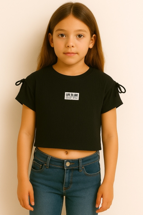 Детска тениска момиче, черен цвят