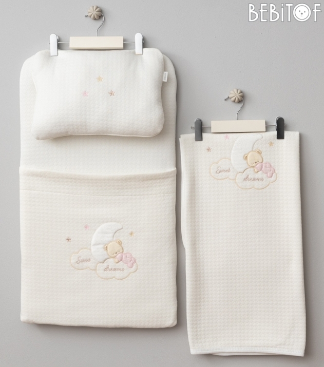 Бебешки комплект за количка, бял цвят