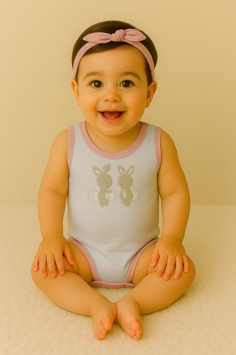 Бебешко боди без ръкав от органичен памук, бял цвят