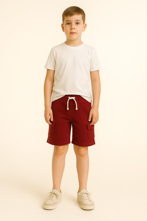 Детски къси панталонки за момче,бордо цвят