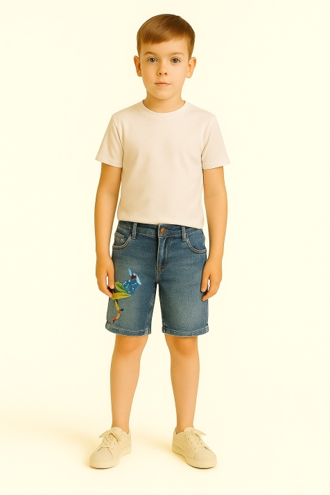 Детски дънкови панталонки момче,син цвят