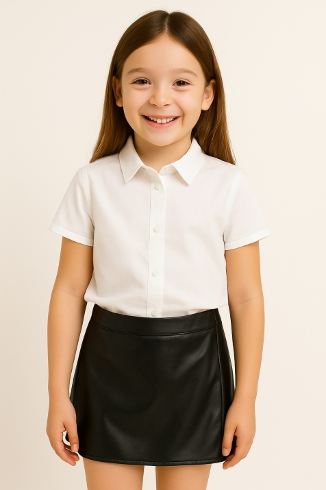 Детска кожена пола-панталонки, черен цвят