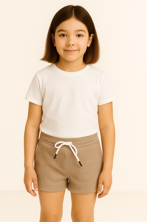Детски къси панталонки момиче, кафяв цвят