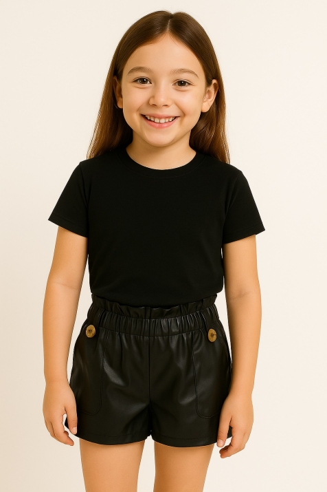 Детски къси панталонки момиче, черен цвят