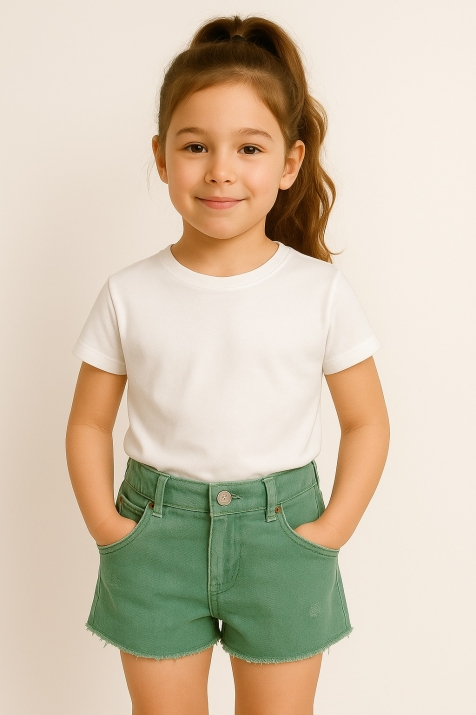 Детски къси панталонки момиче, зелен цвят
