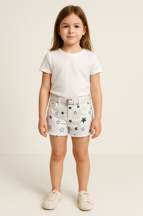 Детски къси панталонки момиче, бял цвят